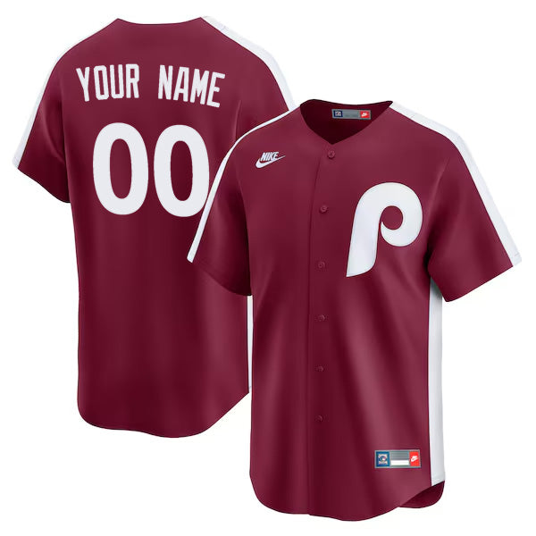 Custom Philadelphia Phillies Cooperstown Throwback Jersey Burgundy