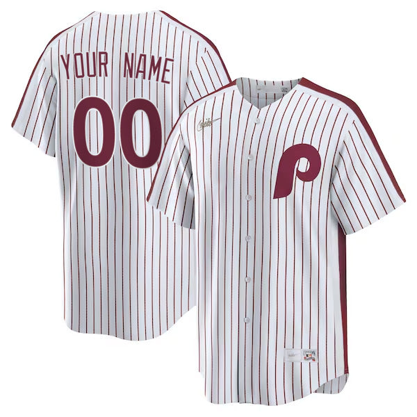 Custom Philadelphia Phillies Cooperstown Throwback Jersey White
