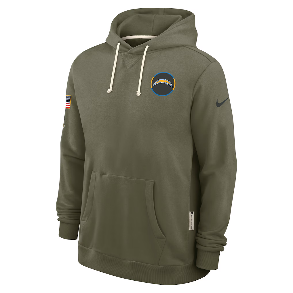 Men's Los Angeles Chargers Olive 2025 Salute to Service Sideline Standard Issue Dri-FIT Hoodie