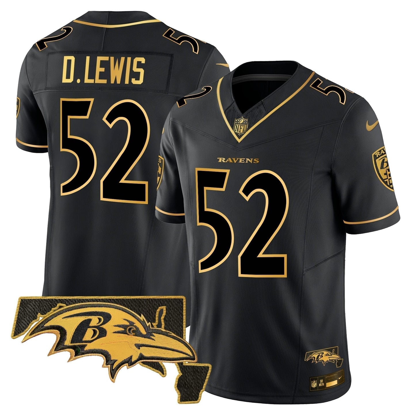 Men Ravens 2024 Gold Vapor Limited Jersey All Stitched