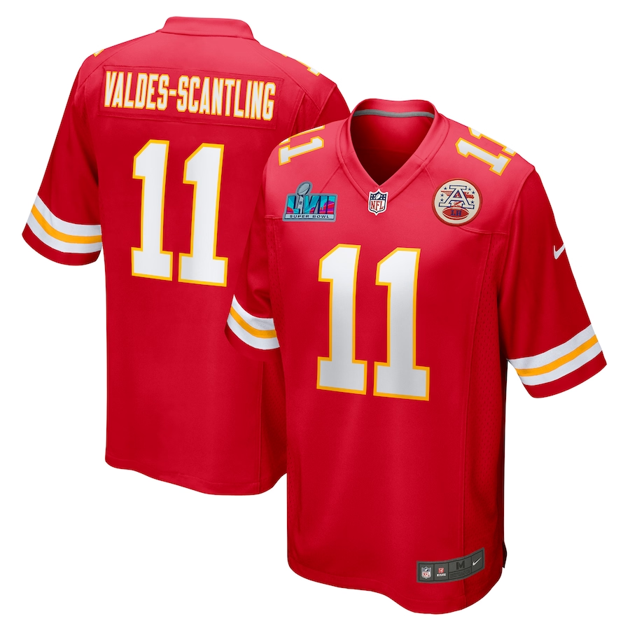 Men's Kansas City Chiefs Marquez Valdes-Scantling Red Super Bowl LVII Patch Game Jersey