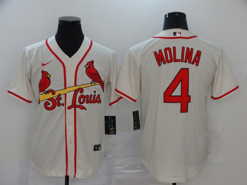Men's St. Louis Cardinals Yadier Molina Cream Alternate Jersey Beige