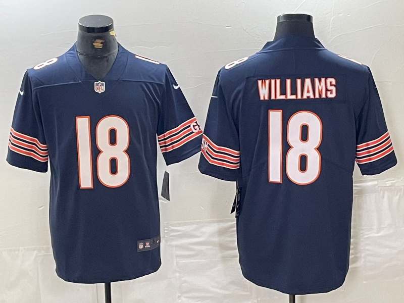 Men's Chicago Bears Caleb Williams #18 Navy 2024 NFL active First Round Pick Player Game Jerseys