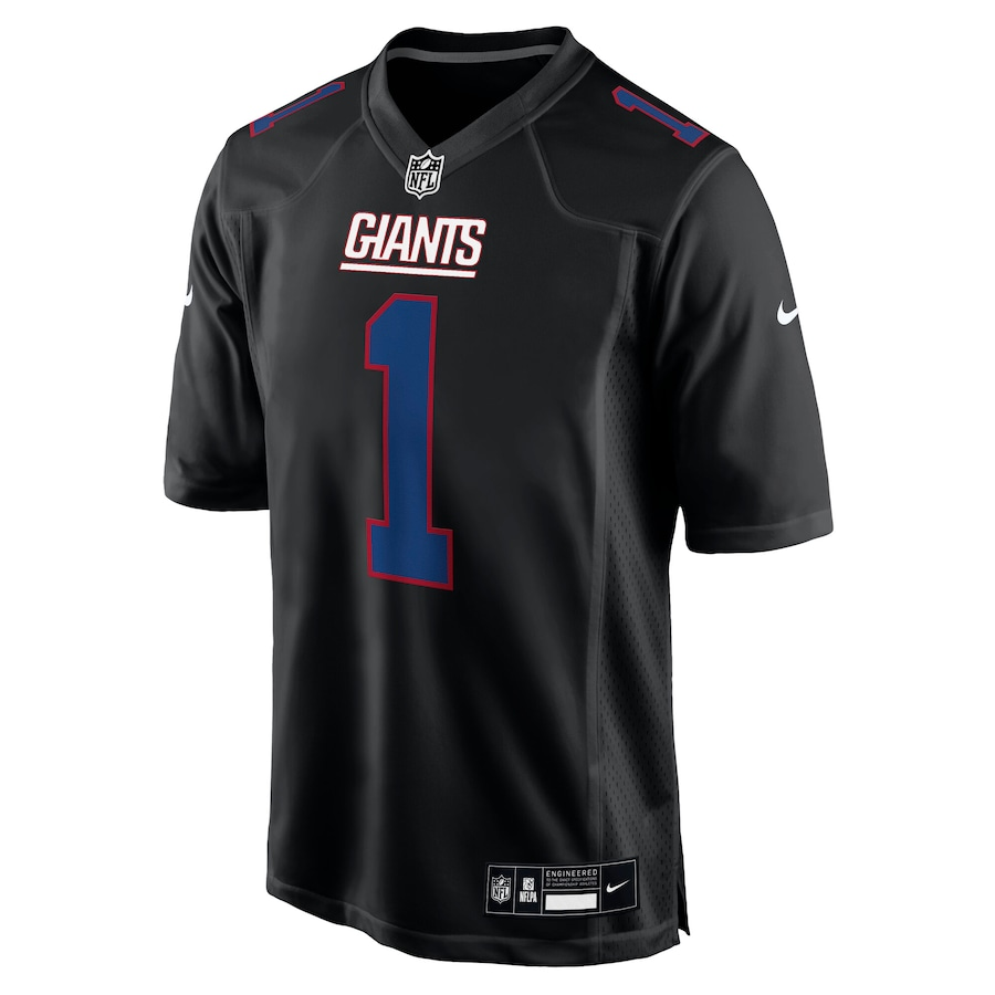 Men's New York Giants Malik Nabers Carbon Black Fashion Jersey