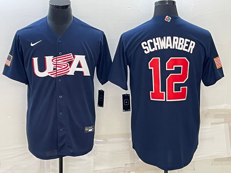 Men's 2023 World Baseball Classic Kyle Schwarber USA Navy Jersey