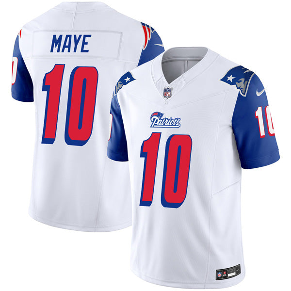Drake Maye New England Patriots 1996 Throwback Stitched Jersey White