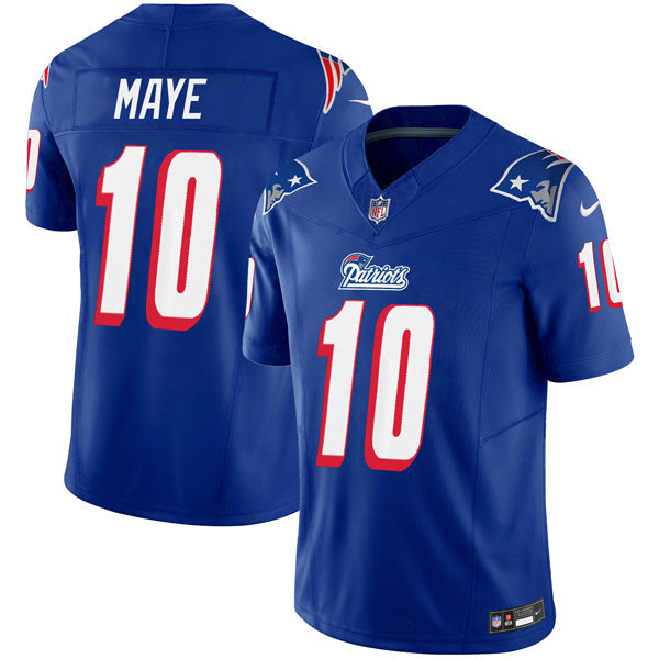 Drake Maye New England Patriots 1996 Throwback Stitched Jersey Royal