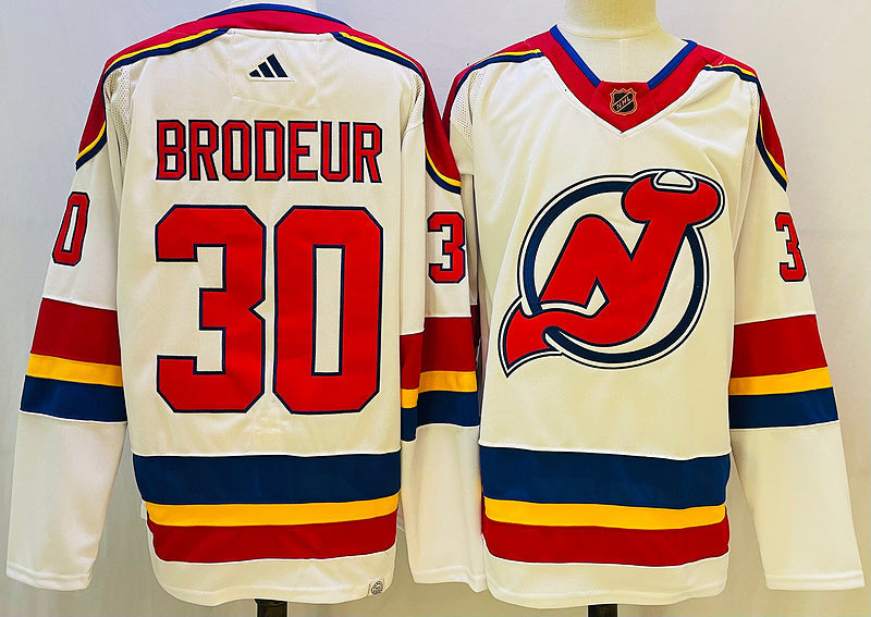 Men's New Jersey1 Devils Martin Brodeur #30 White Game Jersey1