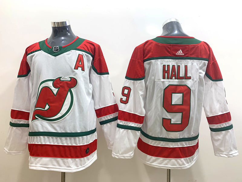 Men's New Jersey1 Devils Taylor Hall #9 White Player Jersey1