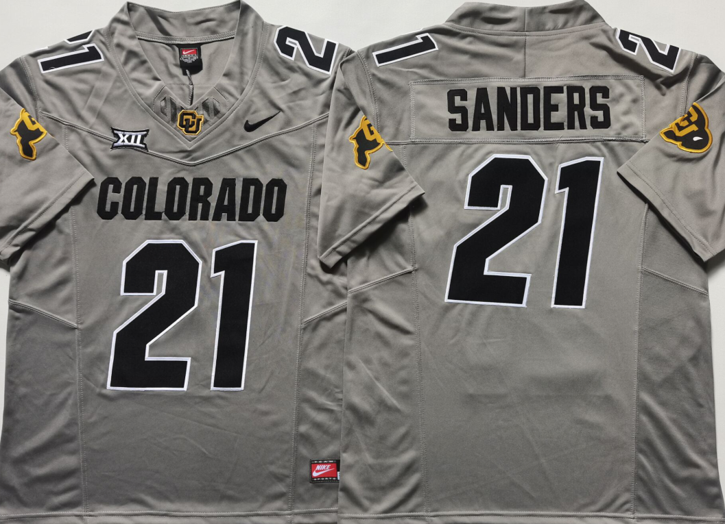 Men's Colorado Buffaloes Shilo Sanders Grey Game Jersey