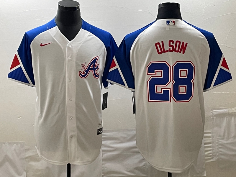 Men's Atlanta Braves Matt Olson White 2023 City Connect Replica Player Jersey1