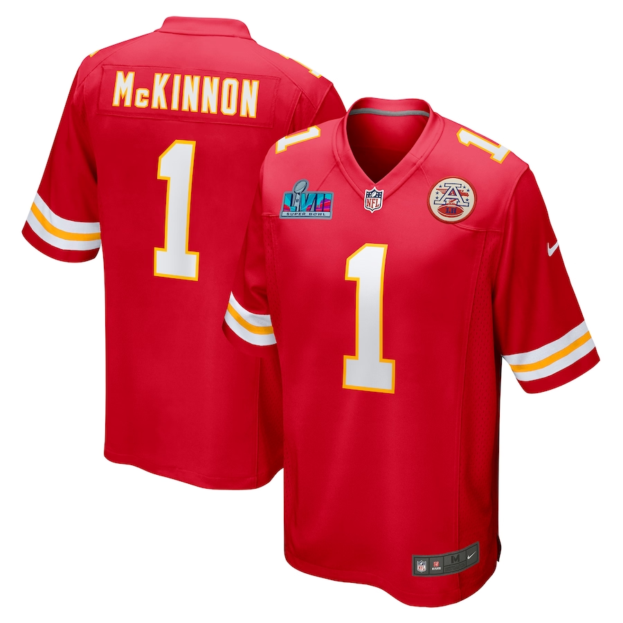 Men's Kansas City Chiefs Jerick McKinnon Red Super Bowl LVII Patch Game Jersey