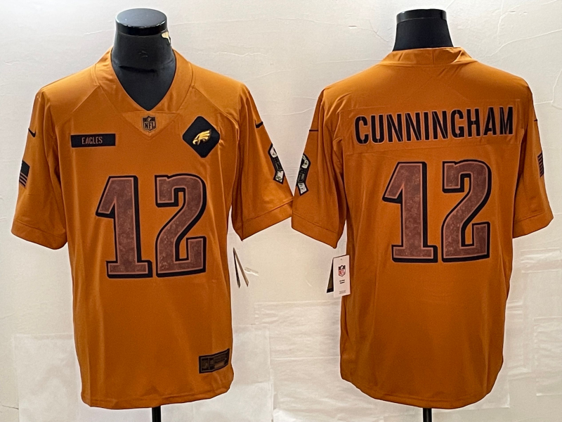 Men's Philadelphia Eagles Randall Cunningham Brown 2023 Salute To Service Retired Player Limited Jersey