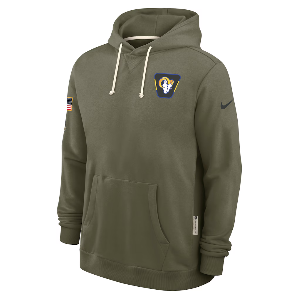Men's Los Angeles Rams Olive 2025 Salute to Service Sideline Standard Issue Dri-FIT Hoodie