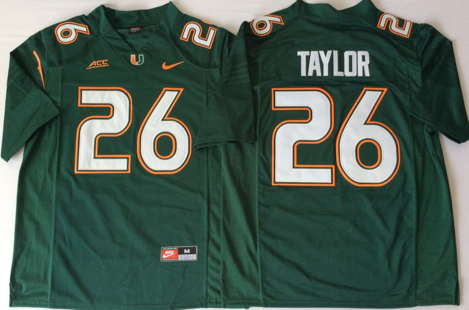 Men's Miami Hurricanes Sean Taylor Green Team Football game Jersey