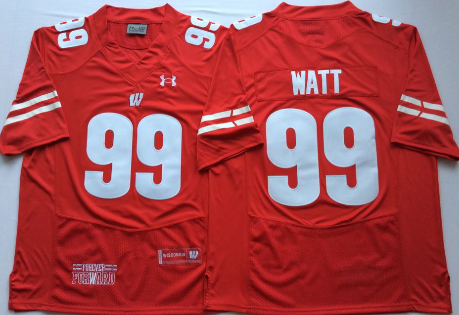 Men's Wisconsin Badgers J.J. Watt Red Player Jersey