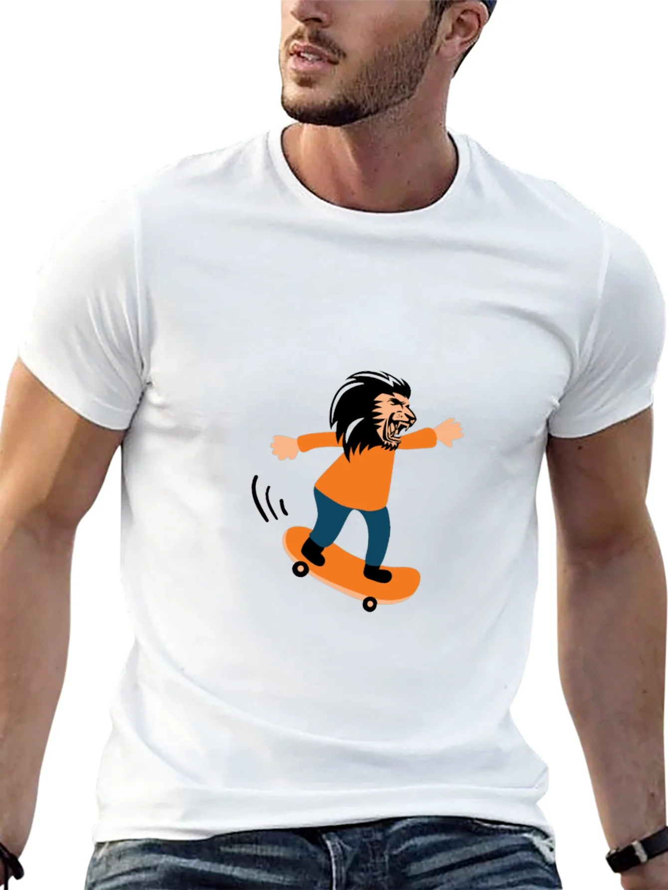 Skateboarding Lion Graphic Tee