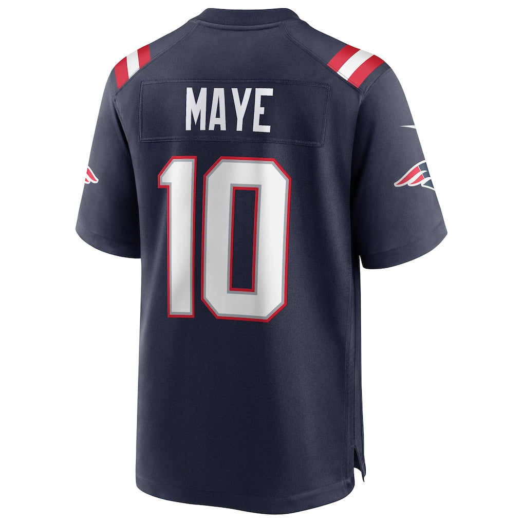 Men's New England Patriots Drake Maye Navy Super Bowl LX Patch Game Jersey
