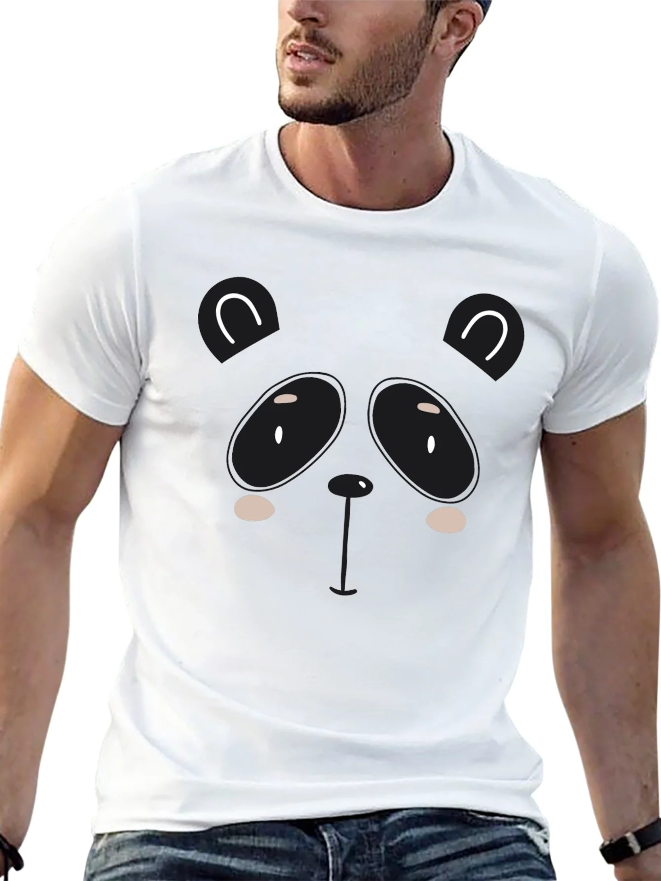 Cute Panda Graphic Black T-Shirt