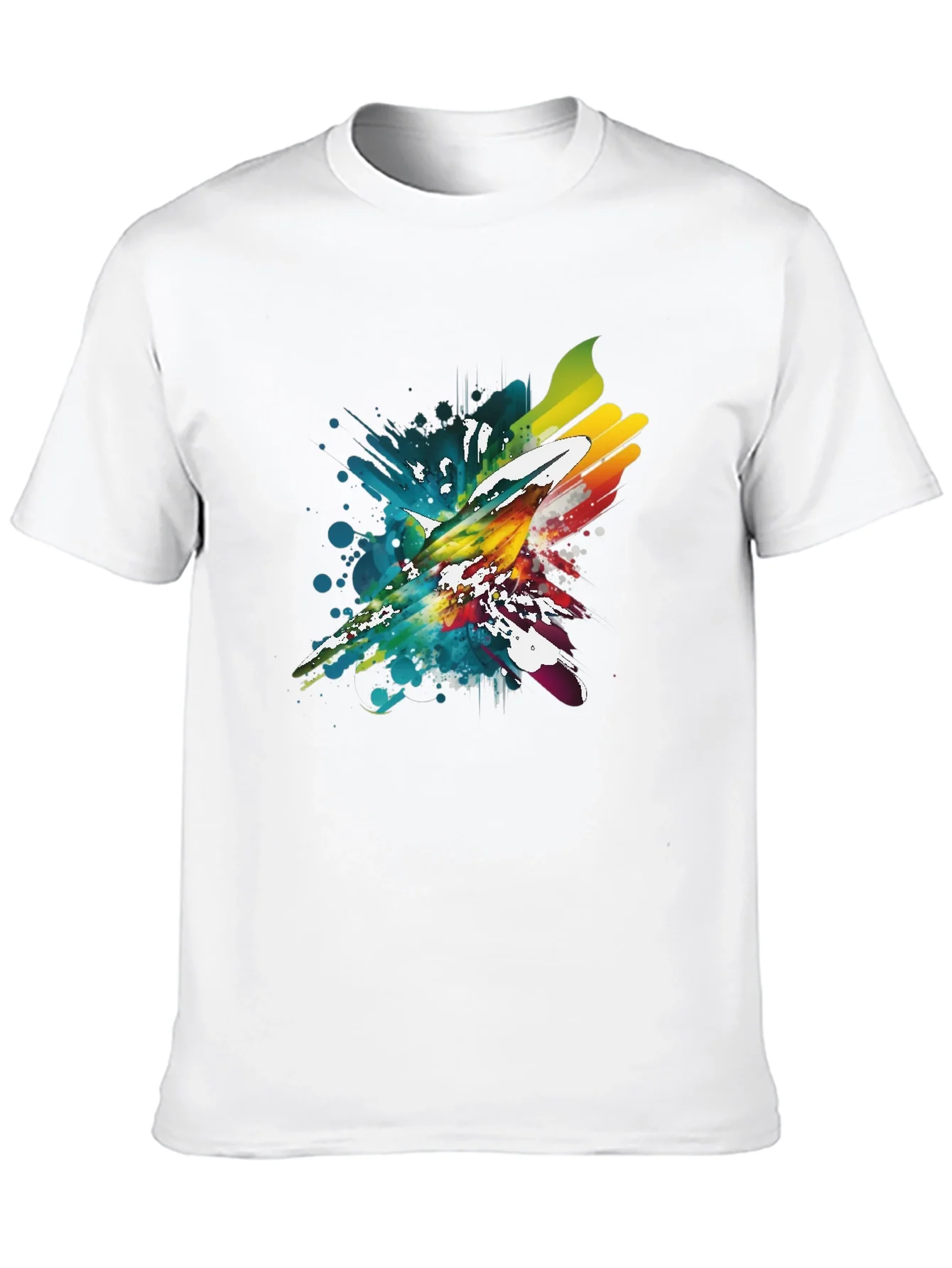 Mens Black T-Shirt with Vibrant Splash Graphic