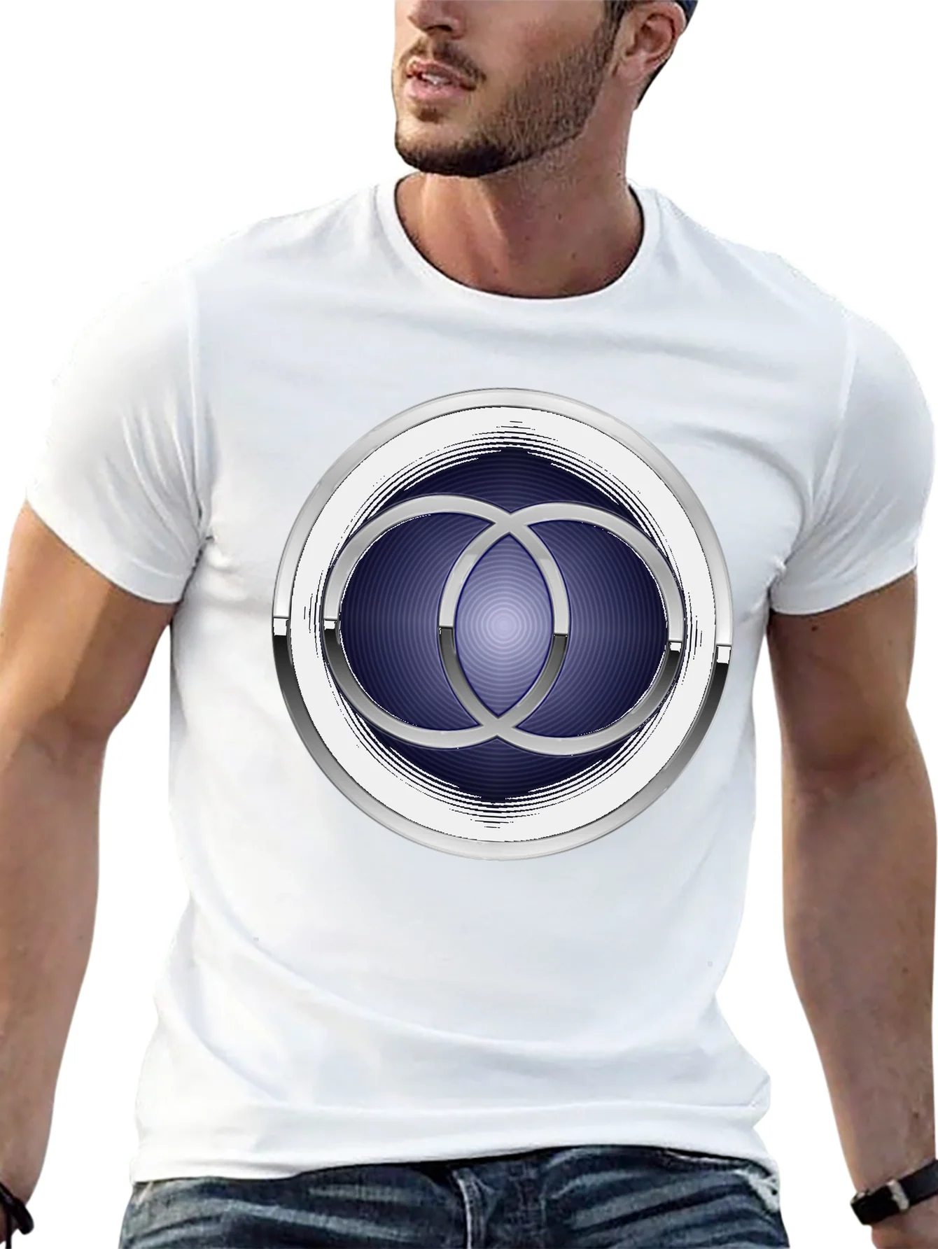 Abstract Circle Design Black T-Shirt