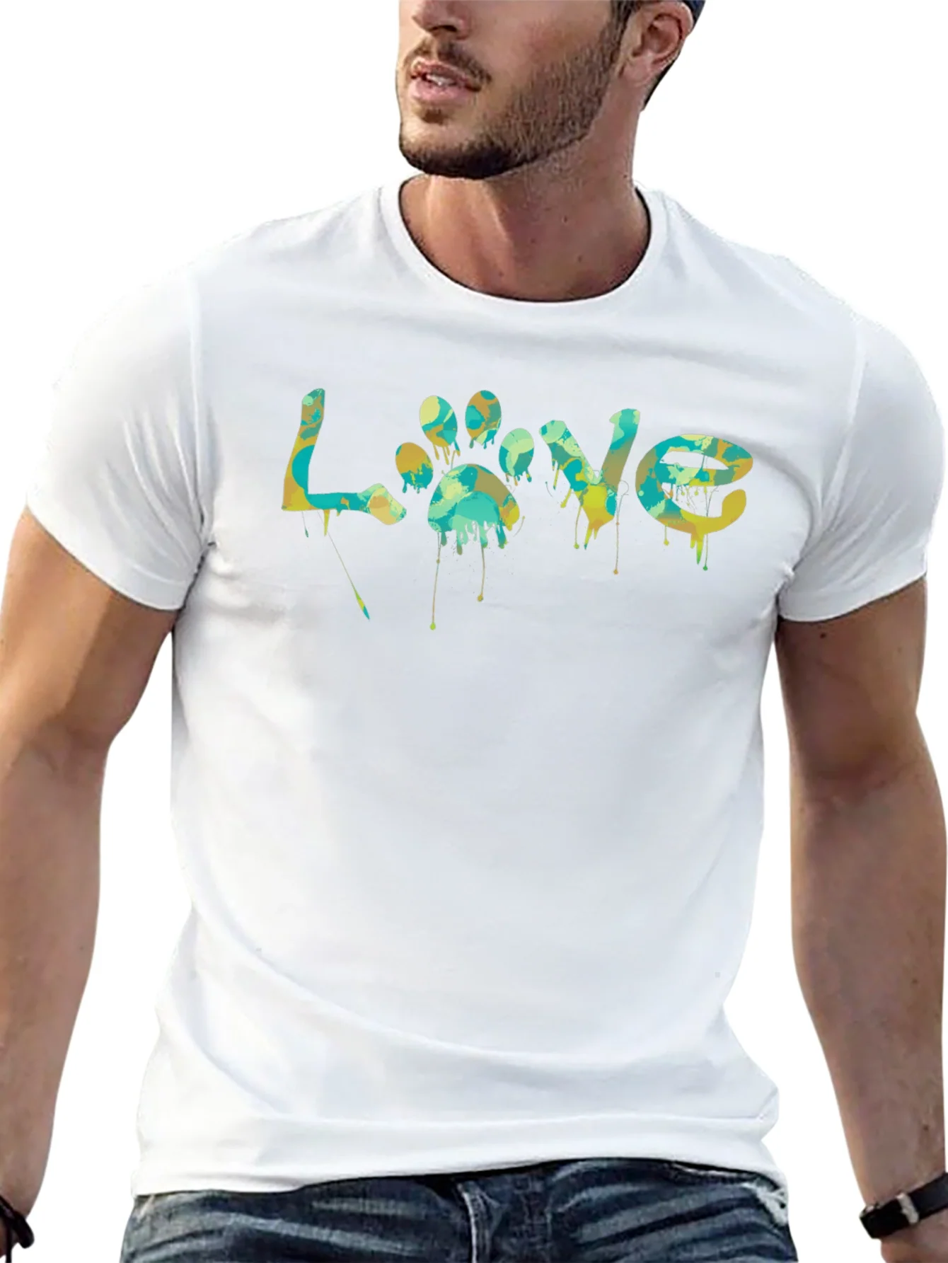 Love Paw Print Graphic T-Shirt - Unisex