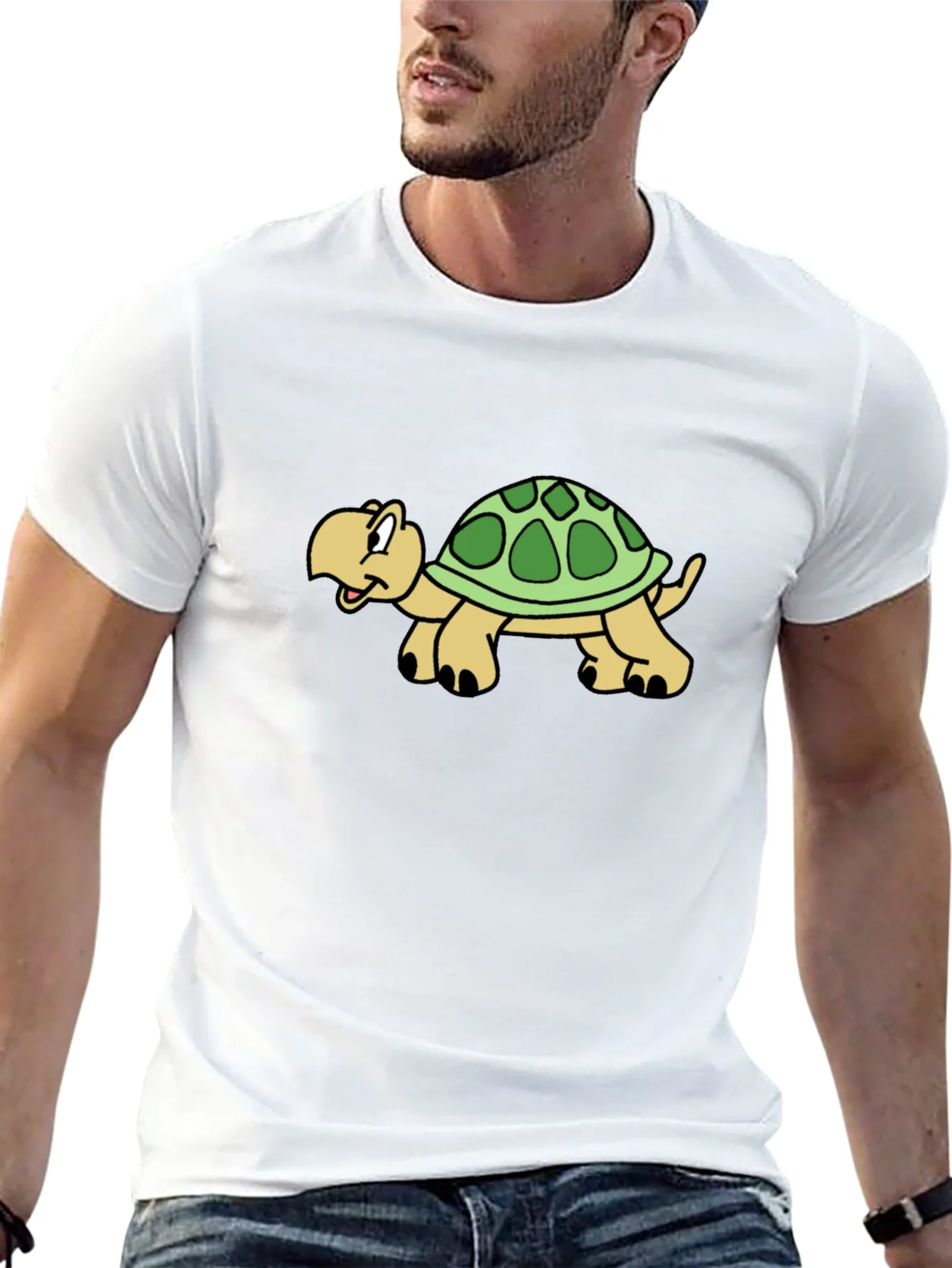 Cartoon Turtle Graphic Black T-Shirt