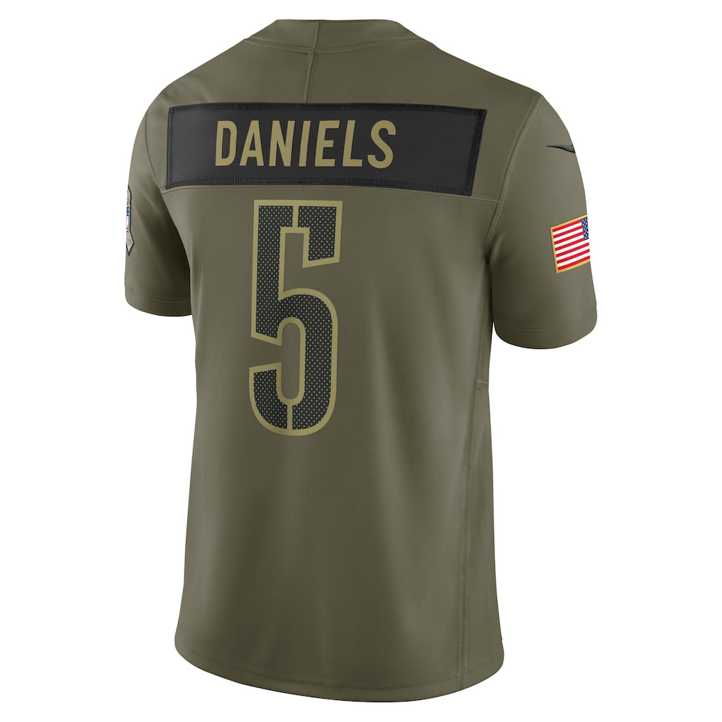 W.Commanders #5 Jayden Daniels Olive 2025 Salute to Service Limited Jersey