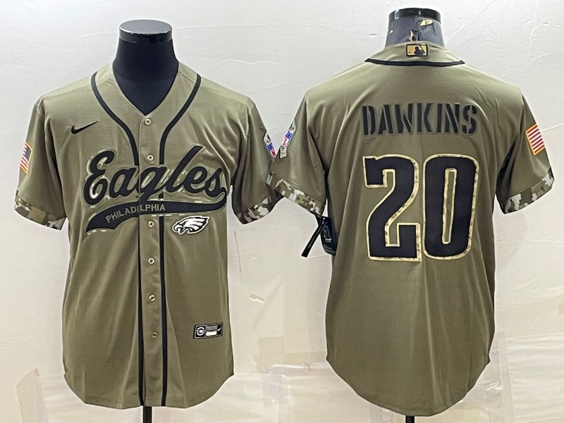 Men's Philadelphia Eagles Brian Dawkins Olive 2022 Salute To Service Limited Jersey Joint Edition