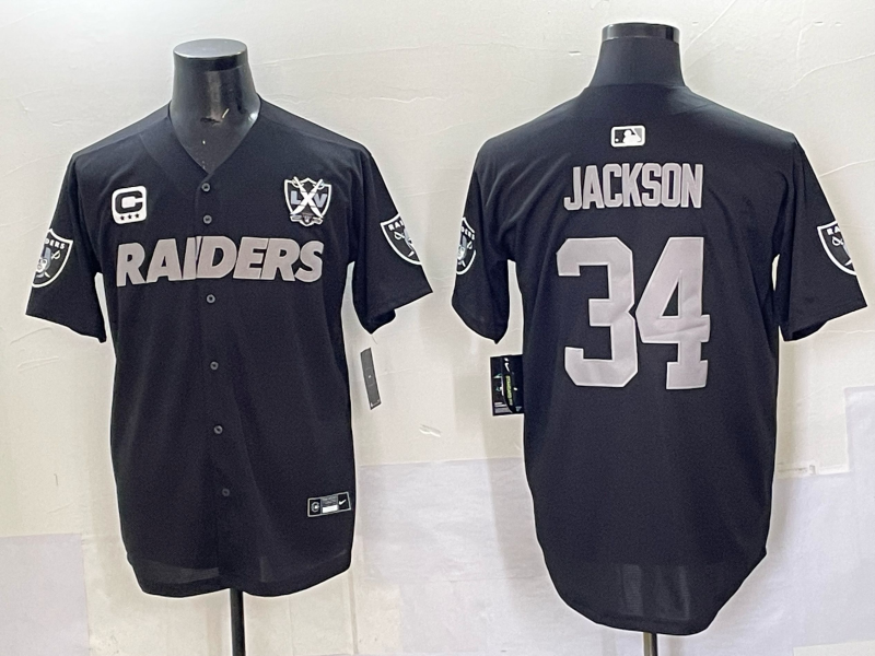Men's Las Vegas Raiders Bo Jackson Black Team Game Player Jersey