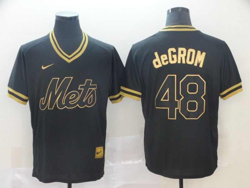 Men's New York Mets1 Jacob deGrom #48 Black Stitched Jersey