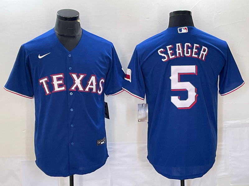 Men's Texas Rangers Corey Seager #5 Blue Replica Baseball Jersey1