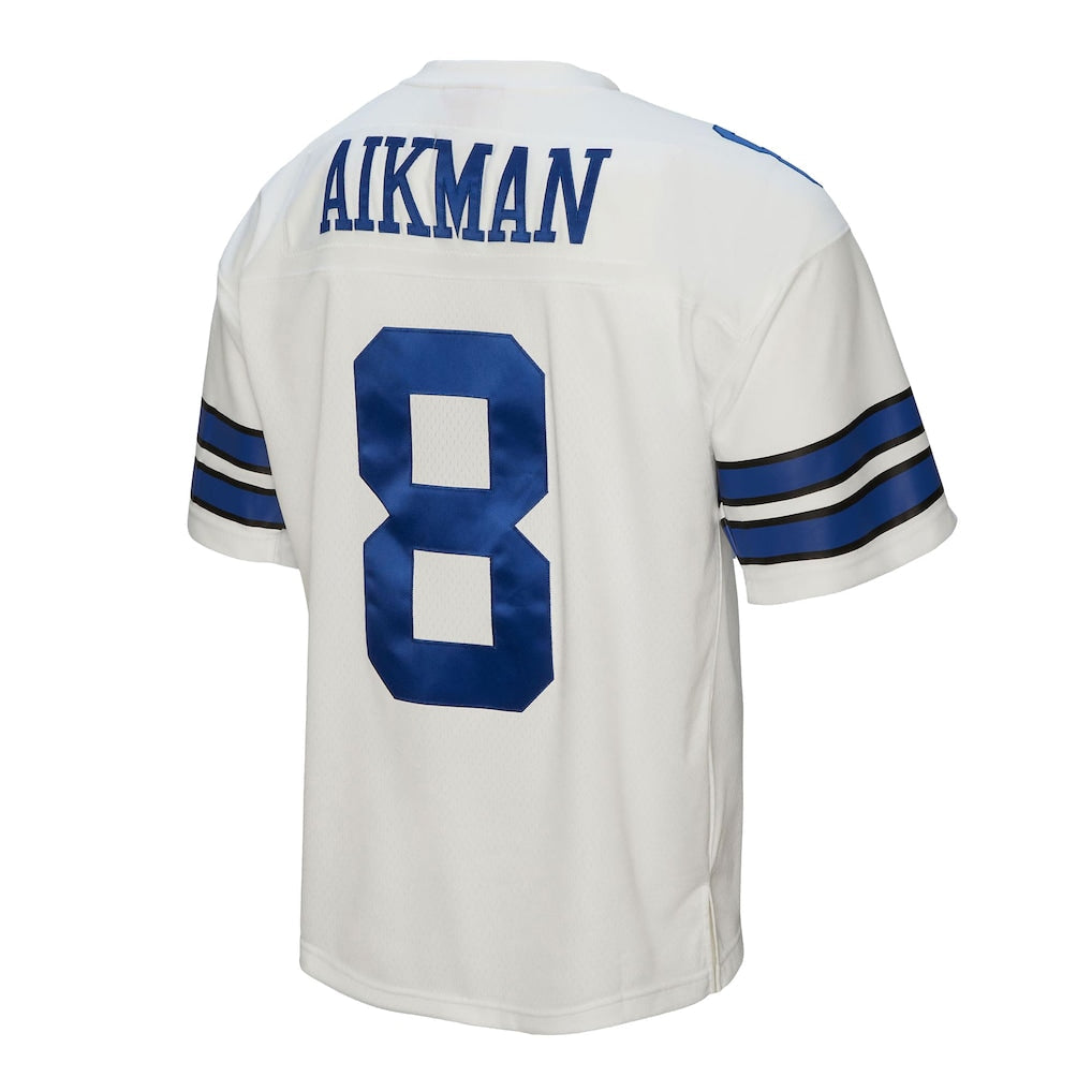 D.Cowboys #8 Troy Aikman  White Legacy Replica Jersey