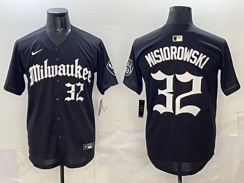 Men's Milwaukee Brewers Jacob Misiorowski Black Replica Player Jersey