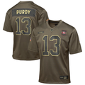 Youth San Francisco 49ers Brock Purdy  Olive 2025 Salute to Service Game Jersey