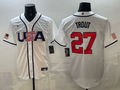 Men's USA Baseball Mike Trout #27 White 2026 World Baseball Classic Stadium Jersey