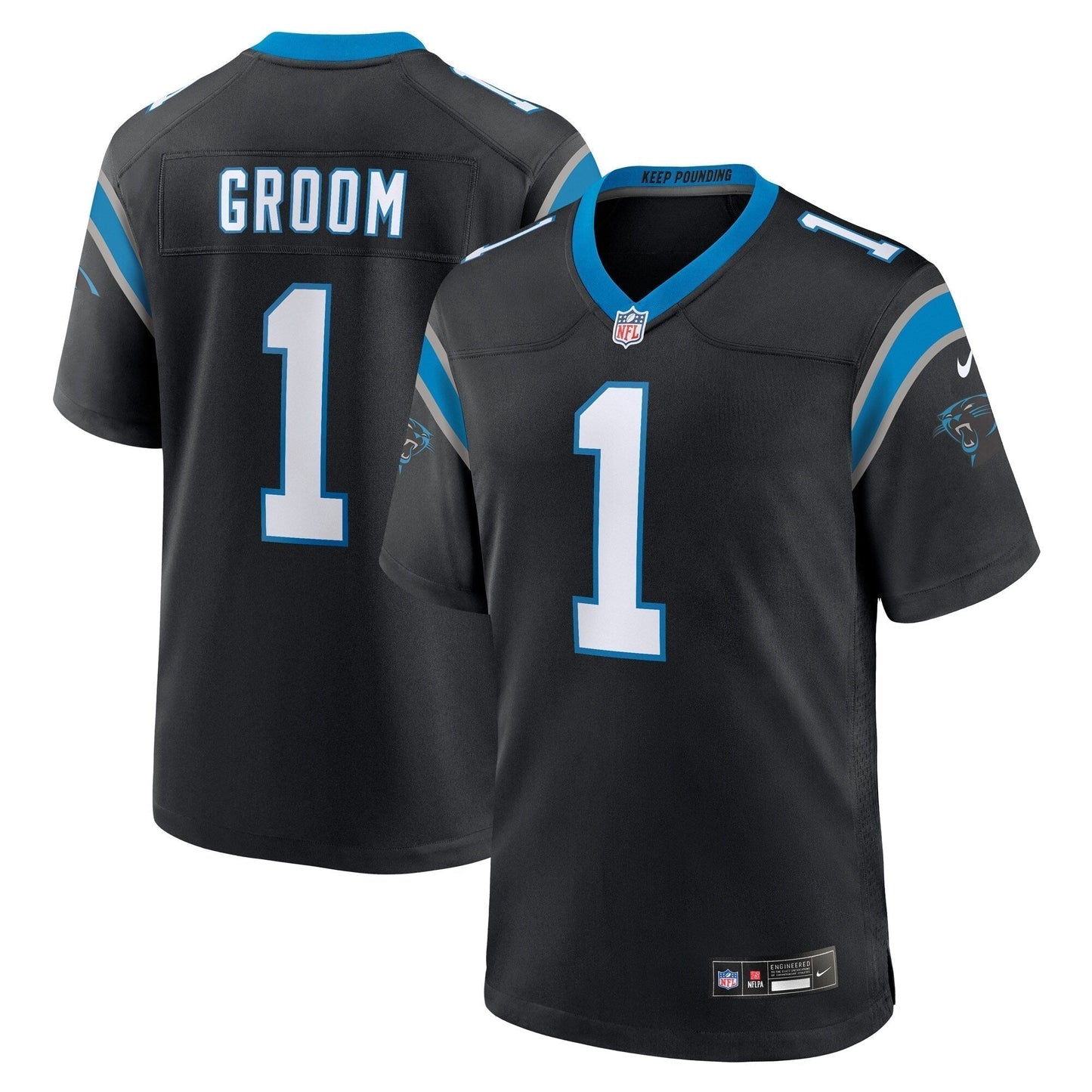 Number 1 Groom Carolina Panthers  Game Jersey - Black