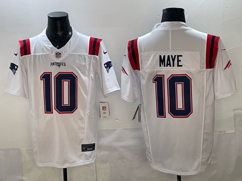 Men's New England Patriots Drake Maye #10 White Player Game Jersey