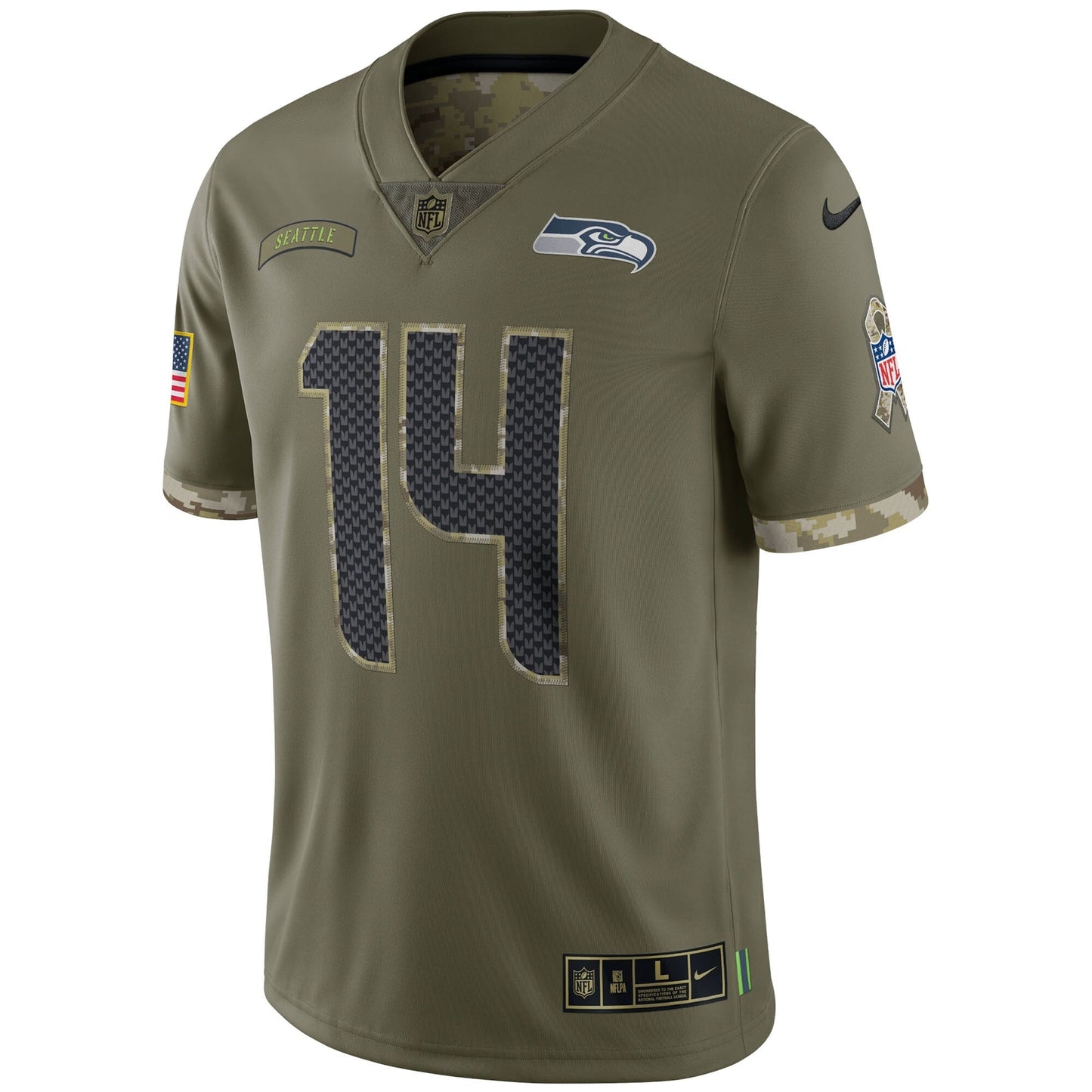 DK Metcalf Seattle Seahawks  2022 Salute To Service Limited Jersey - Olive
