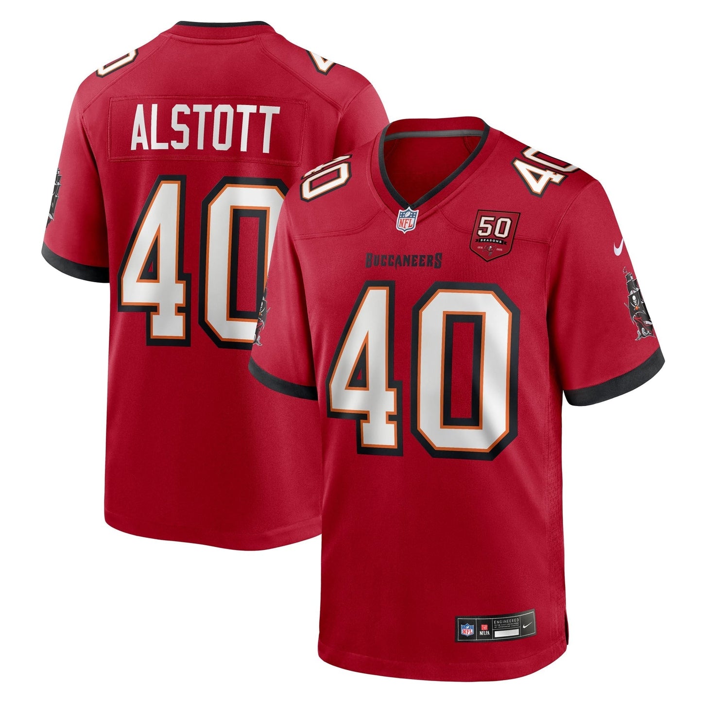 Tampa Bay Buccaneers Mike Alstott Red 50th Season Team Game Jersey