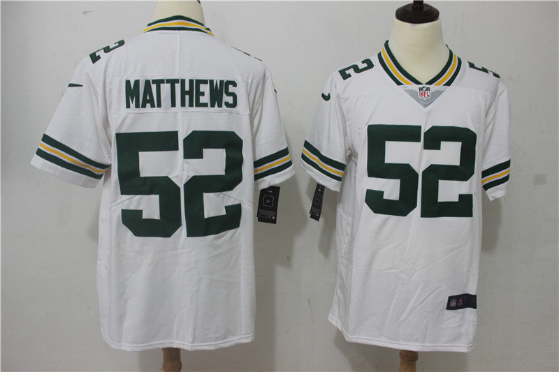 Men's Green Bay Packers Clay Matthews White Game Player Jersey