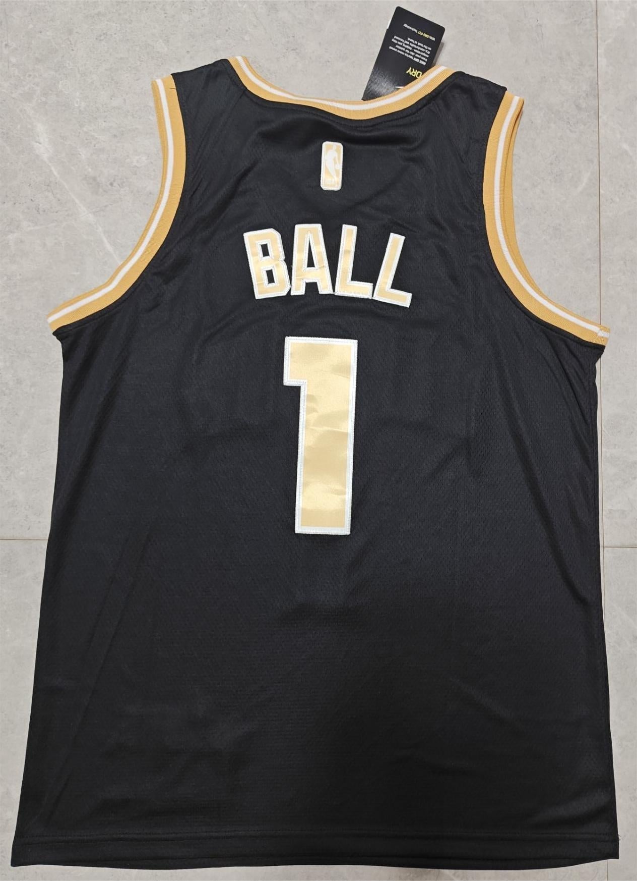 24 Hornets #1 Ball black and gold jersey