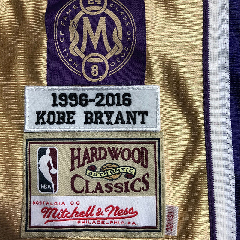 Kobe Bryant 2020 Hall of Fame Gold Fully Embroidered 24# Jersey
