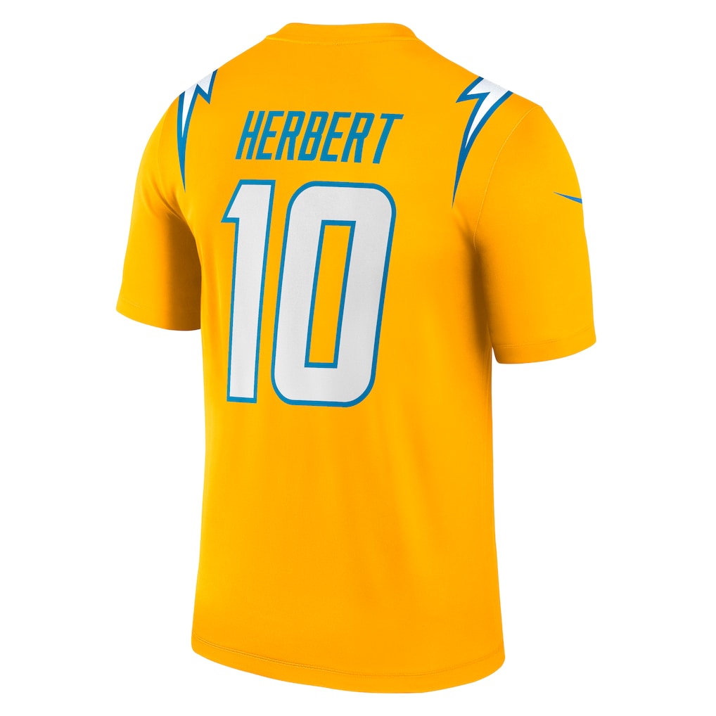 LA.Chargers #10 Justin Herbert Gold Alternate Charger Power Legend Player Performance Top Jersey