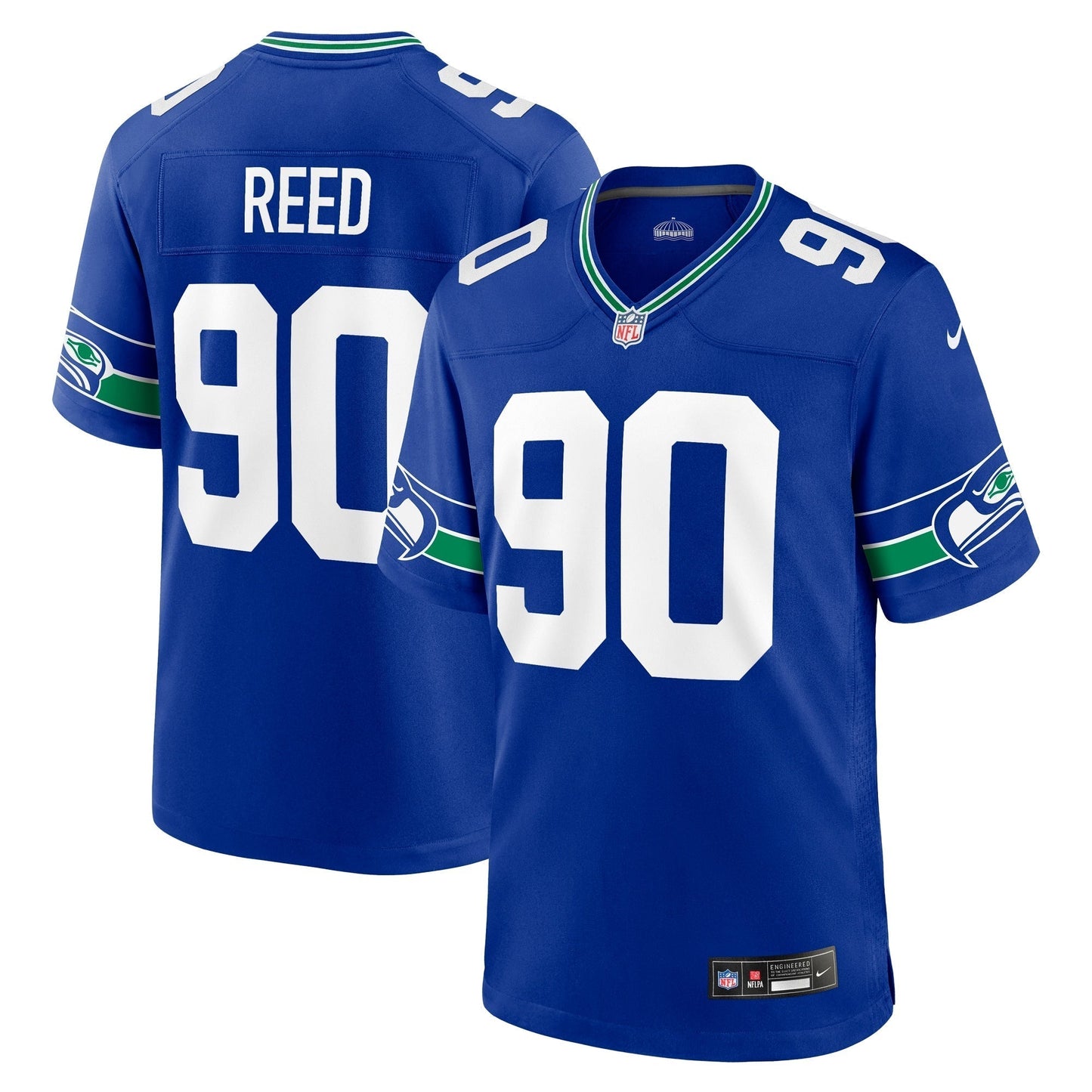 Jarran Reed Seattle Seahawks  Throwback   Game Jersey - Royal