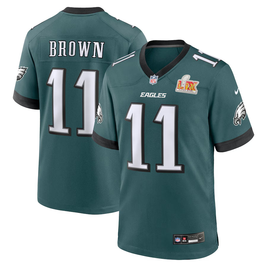 Men's Philadelphia Eagles A.J. Brown  Midnight Green Super Bowl LIX Game Jersey