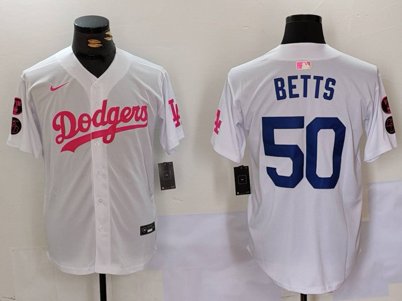 Men's Los Angeles Dodgers Mookie Betts White Limited Game Player Jersey