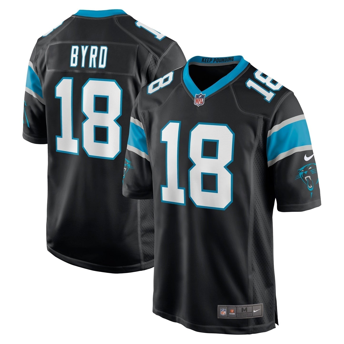 Damiere Byrd Carolina Panthers Game   Jersey - Black