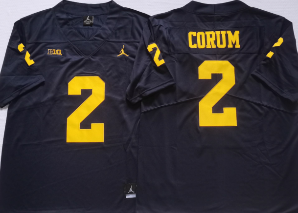 Men's Michigan Wolverines Blake Corum Navy Alumni Player Game Jersey