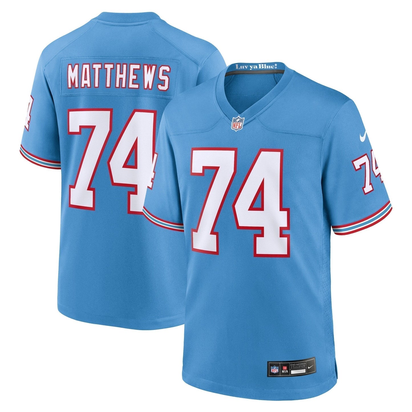 Bruce Matthews Tennessee Titans  Oilers Throwback Retired   Game Jersey - Light Blue